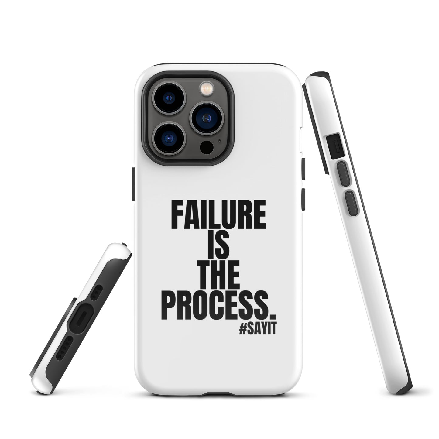 Coque iPhone #SAYIT minimaliste et antichoc, double protection avec extérieur en polycarbonate rigide et intérieur en TPU souple, découpes précises, compatible recharge sans fil, style épuré et affirmé