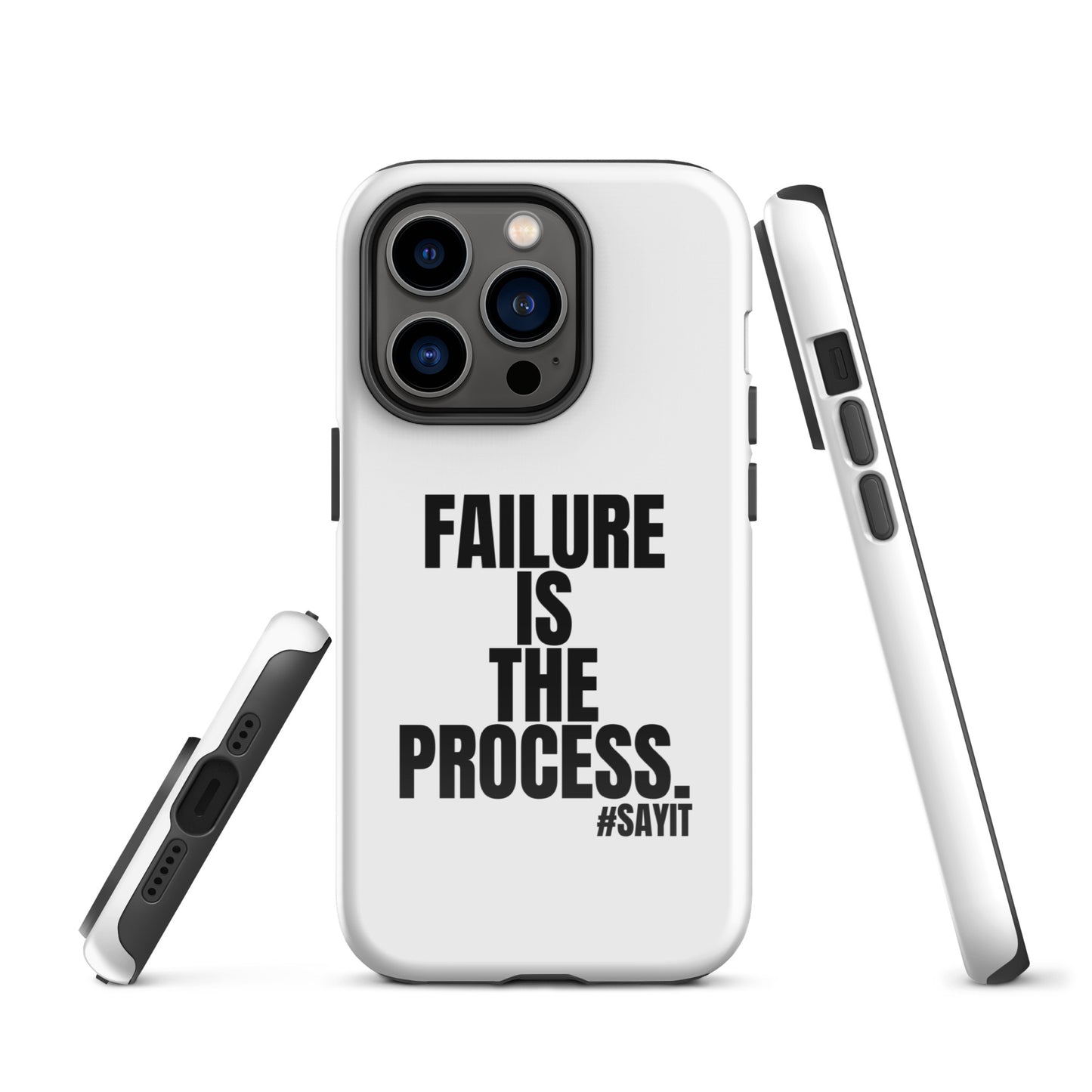 Coque iPhone #SAYIT minimaliste et antichoc, double protection avec extérieur en polycarbonate rigide et intérieur en TPU souple, découpes précises, compatible recharge sans fil, style épuré et affirmé