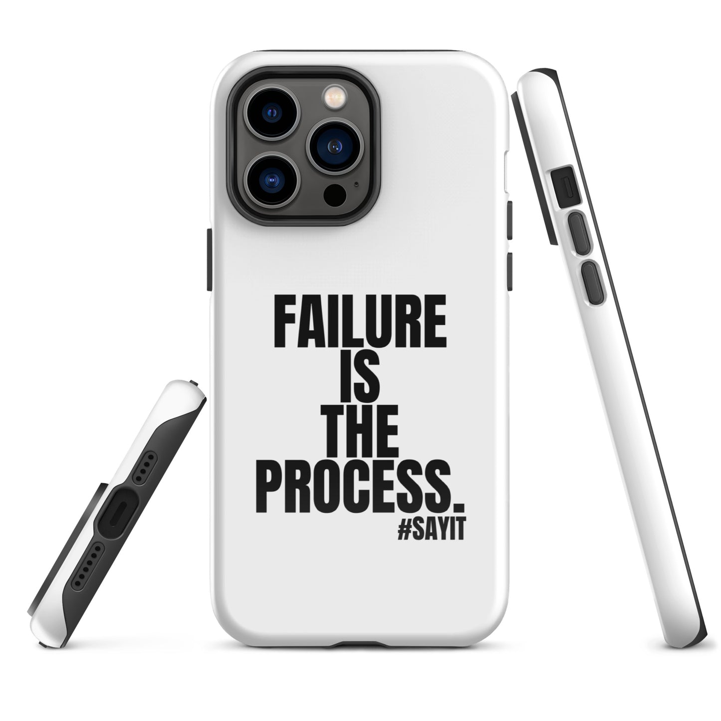 Coque iPhone #SAYIT minimaliste et antichoc, double protection avec extérieur en polycarbonate rigide et intérieur en TPU souple, découpes précises, compatible recharge sans fil, style épuré et affirmé