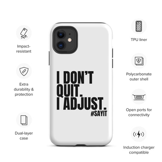 Coque iPhone #SAYIT minimaliste et antichoc, double protection avec extérieur en polycarbonate rigide et intérieur en TPU souple, découpes précises, compatible recharge sans fil, style épuré et affirmé