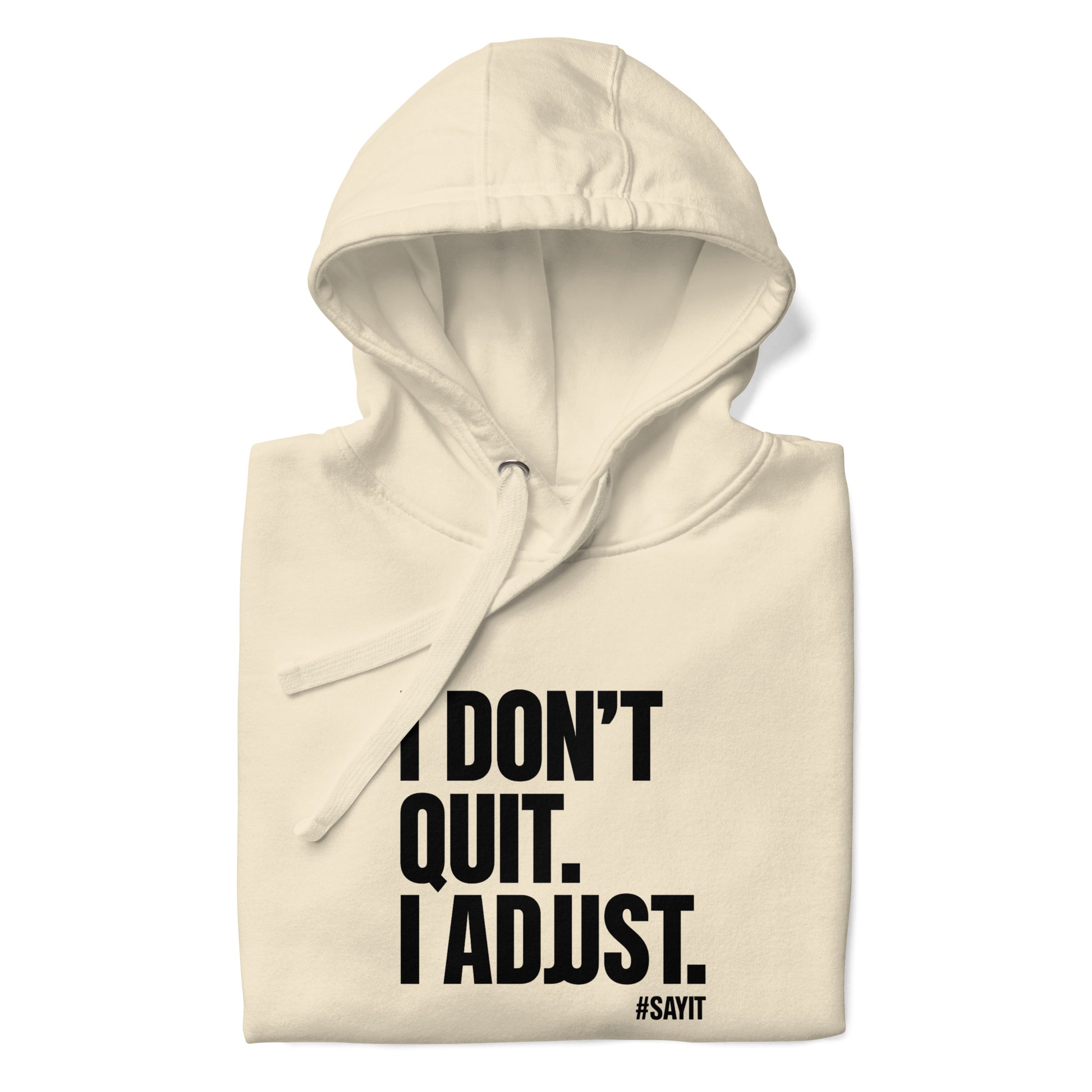 Sweat à capuche unisexe #SAYIT, hoodie streetwear en coton, look minimaliste, capuche 3 panneaux, mode urbaine éthique pour toutes saisons.