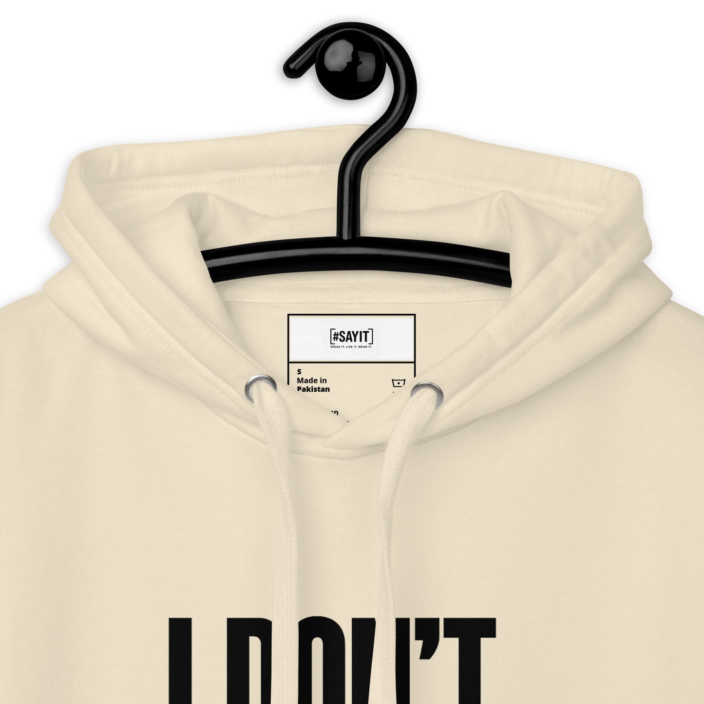 Sweat à capuche unisexe #SAYIT, hoodie streetwear en coton, look minimaliste, capuche 3 panneaux, mode urbaine éthique pour toutes saisons.