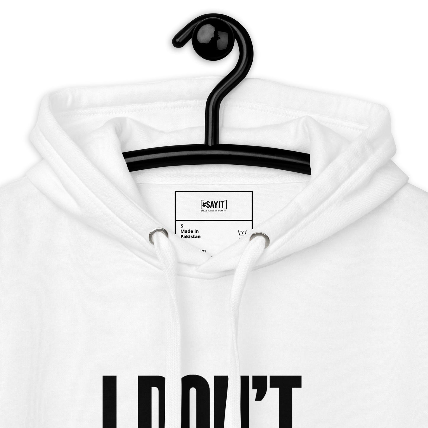 Sweat à capuche unisexe #SAYIT, hoodie streetwear en coton, look minimaliste, capuche 3 panneaux, mode urbaine éthique pour toutes saisons.